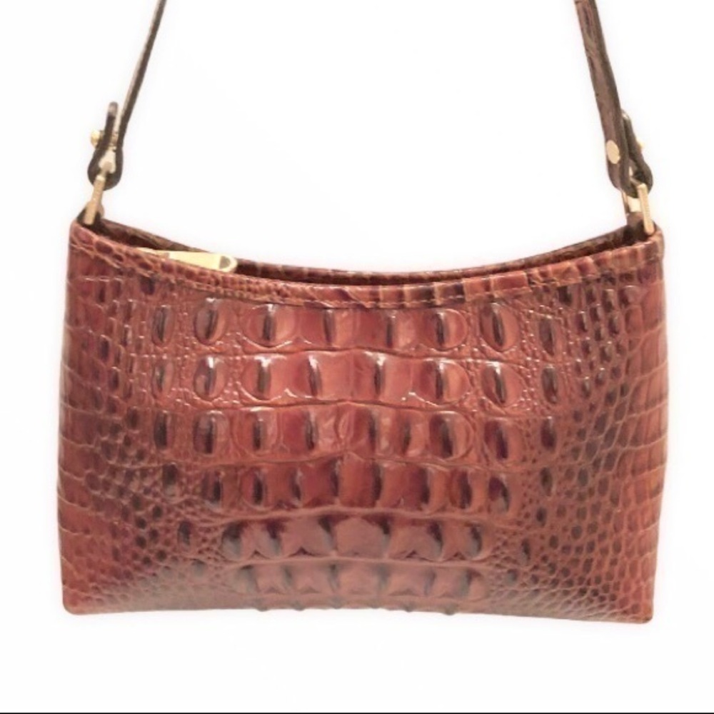 Brahmin brown embossed leather mini bag